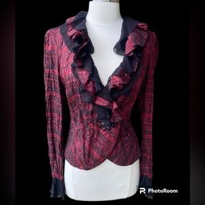 Alberto Makali Crinkle Plaid Jacket sz S